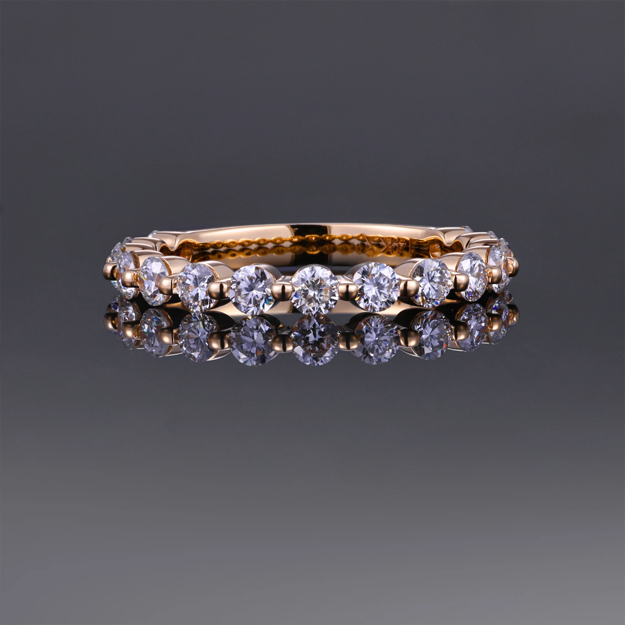 2mm Moissanite Half Eternity Ring in 18K Gold | Minimalist Wedding Band |  SEORA