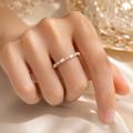 Baguette & Round Moissanite Eternity Ring – Solid 14K Gold
