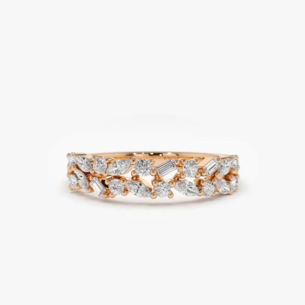 Gold Marquise & Baguette Ring | Moissanite Wedding Band | SEÓRA