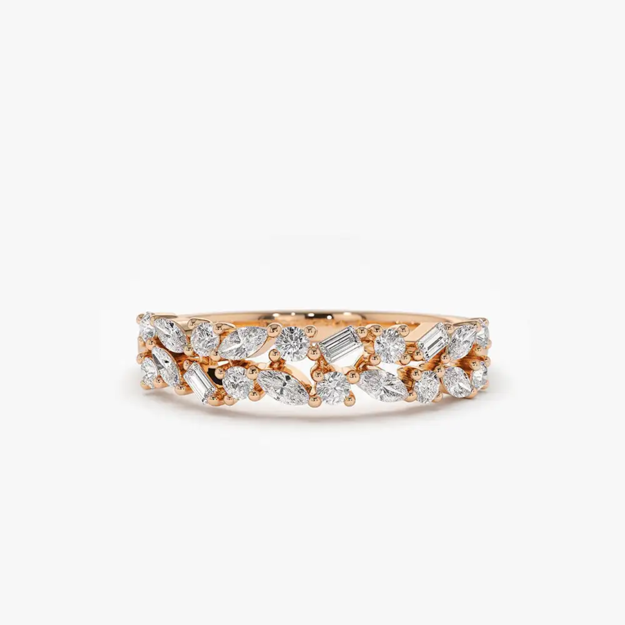 Gold Marquise & Baguette Ring | Moissanite Wedding Band | SEÓRA