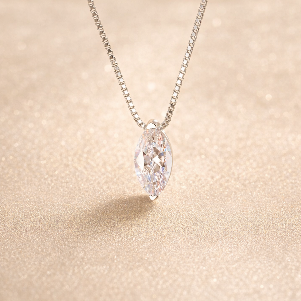 Marquise Cut Moissanite Necklace in Sterling Silver | SEÓRA
