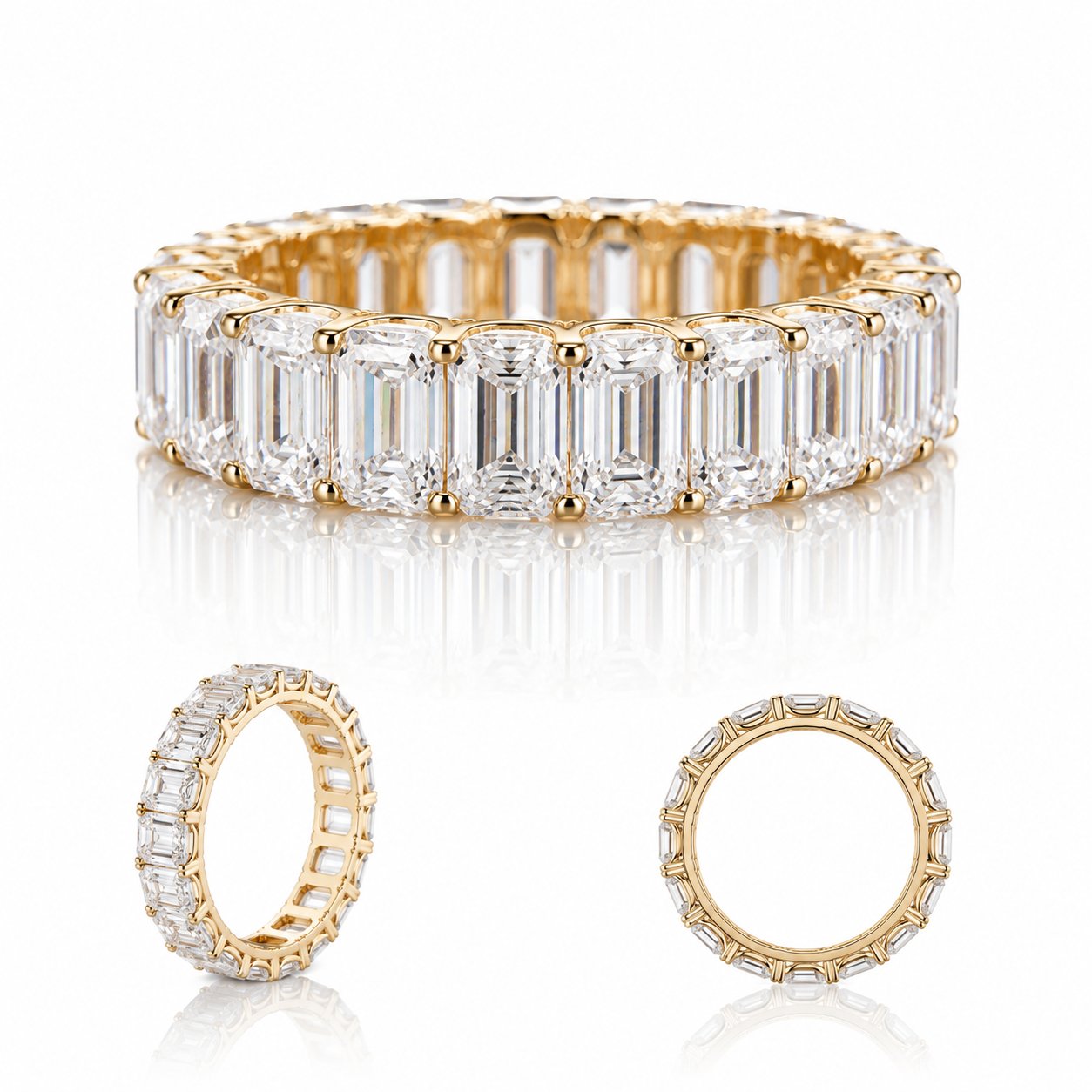 18K Gold Emerald Cut Moissanite Full Eternity Ring |  SEÓRA