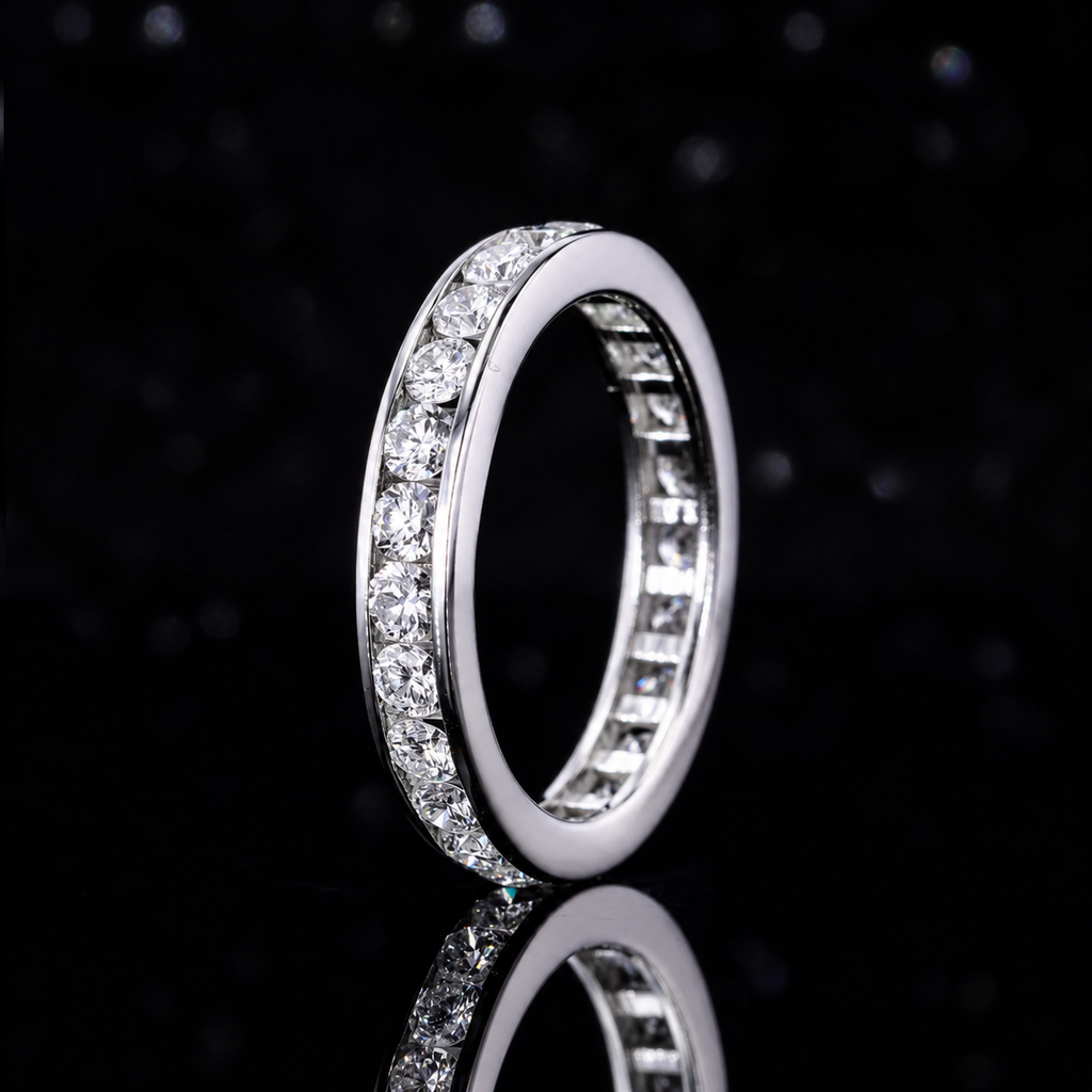 Moissanite Eternity Ring | 925 Sterling Silver Wedding Band | Anniversary Ring