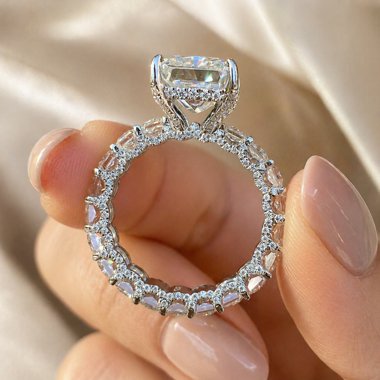 Radiant Cut 5Ct Μoissanite — 18K White Gold or Silver Statement Ring | SEÓRA