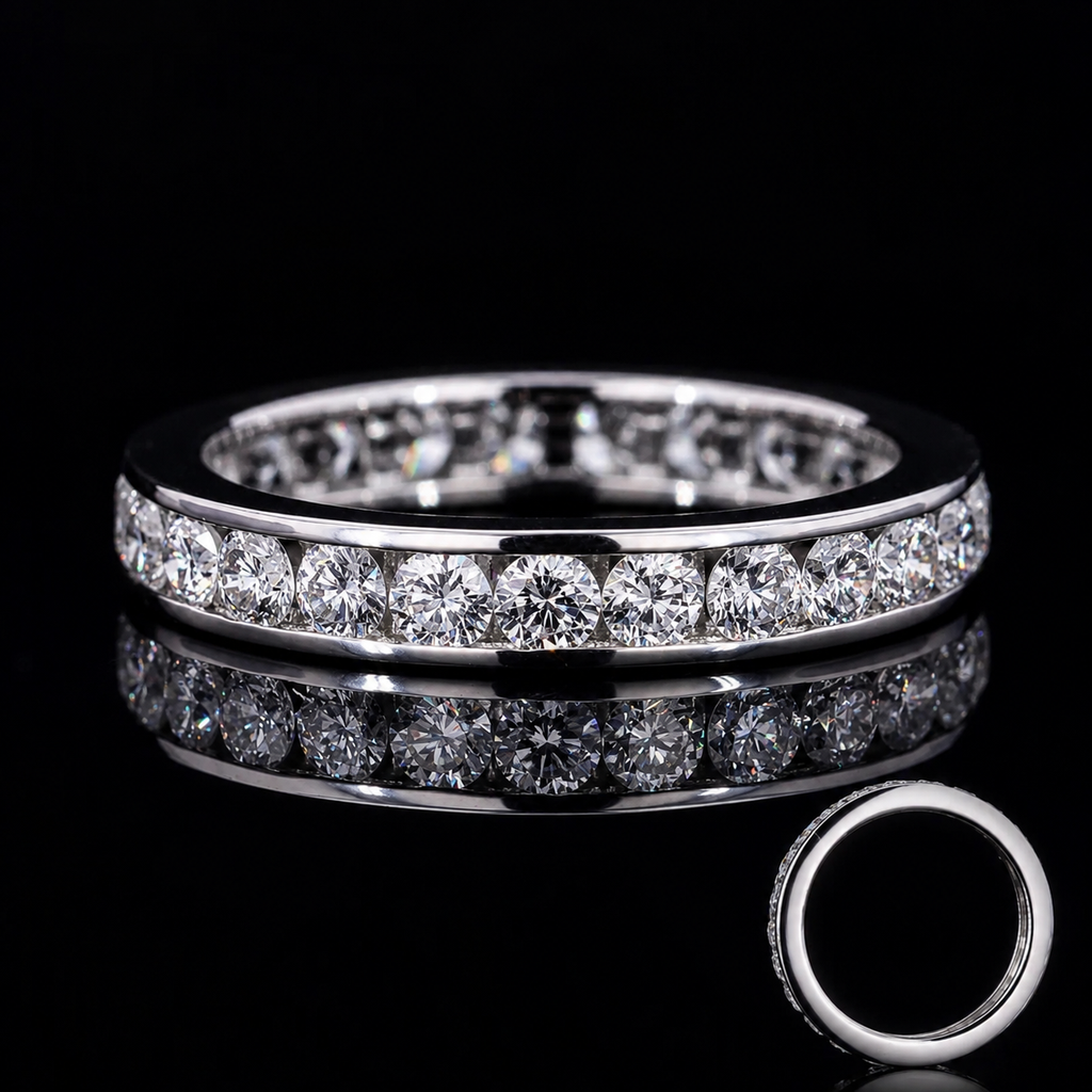Moissanite Eternity Ring | 925 Sterling Silver Wedding Band | Anniversary Ring