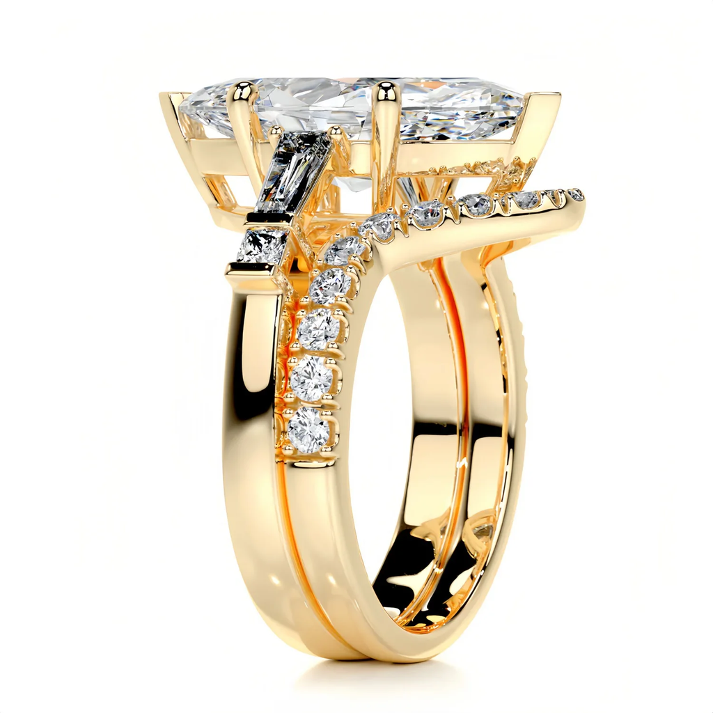 5 Carat Marquise Moissanite Bridal Set in Silver | Five Stone Engagement Ring Set