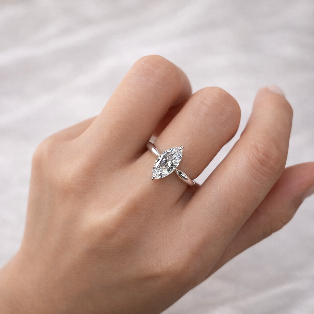 Marquis Cut 2CT Zircon in Sterling Silver Ring | SEÓRA