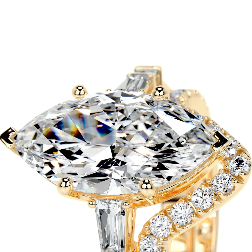 5 Carat Marquise Moissanite Bridal Set in Silver | Five Stone Engagement Ring Set