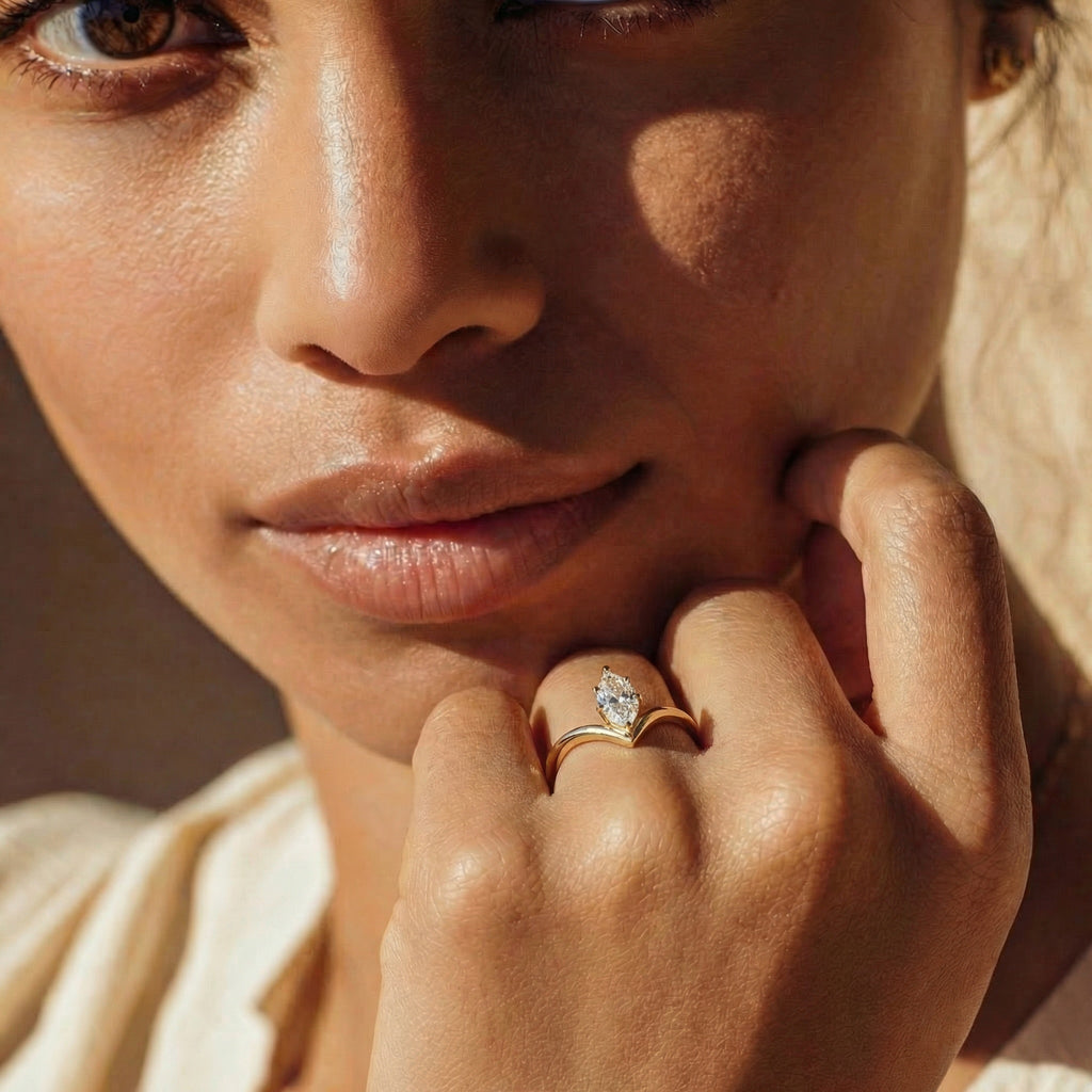 SEÓRA | Axis V Ring, CZ Brass Ring